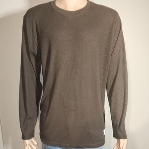Casual Brown Ribbed Long Sleeve Shirt